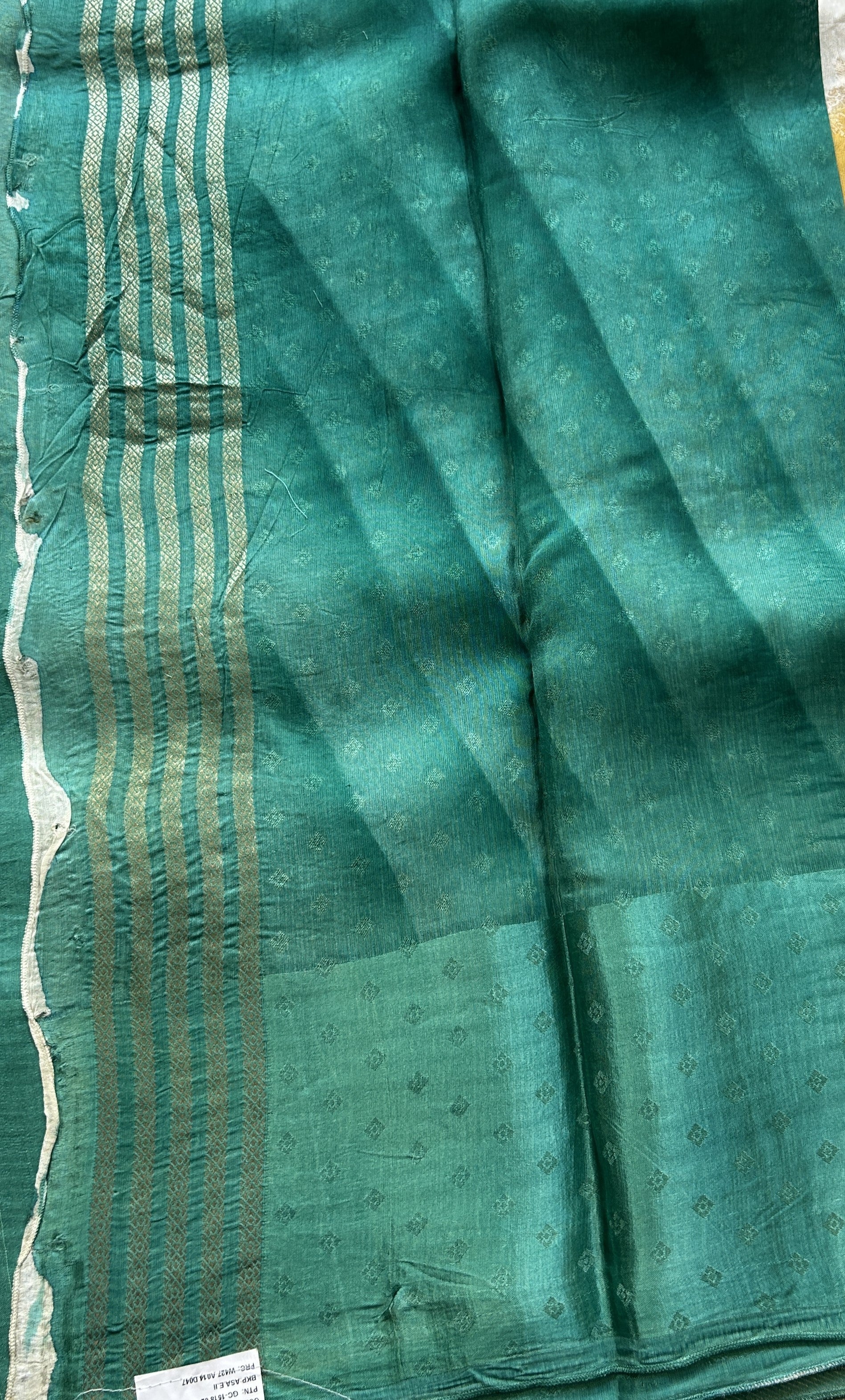 Semi Georgette Leheriya Saree Sea Green Colored Complemented with a Zari Border. - Sampradaya Designer Studio