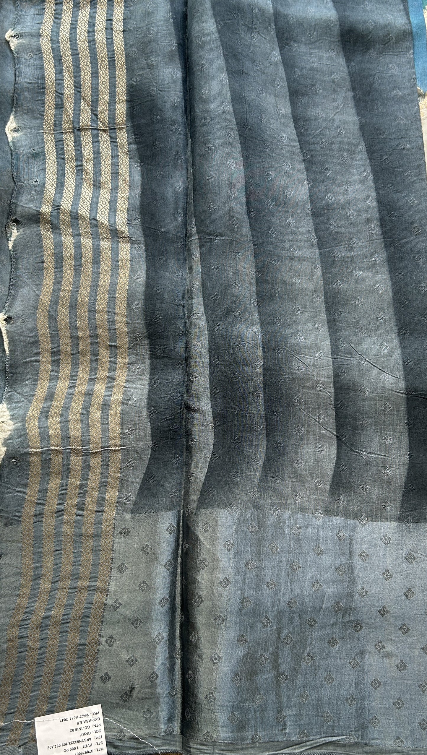 Semi Georgette Leheriya Saree Teal Blue Colored Complemented with a Zari Border. - Sampradaya Designer Studio