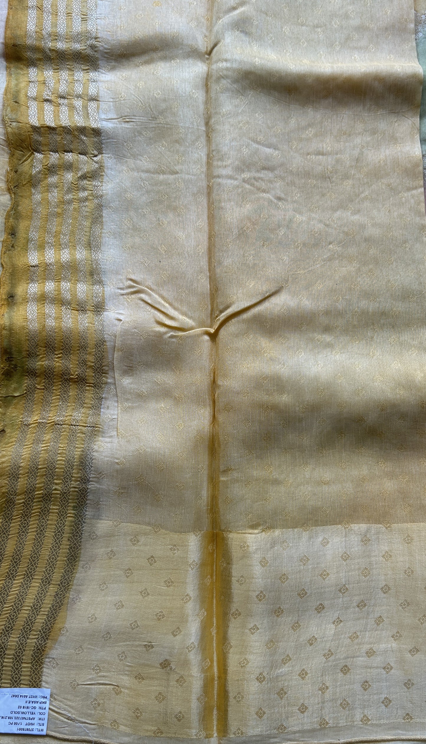 Semi Georgette Leheriya Saree Yellow Colored Complemented with a Zari Border. - Sampradaya Designer Studio