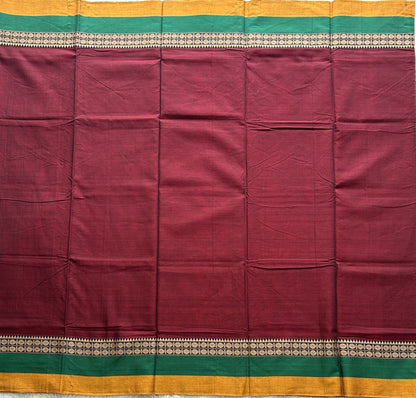 Narayanpet Cotton Saree Barn Red Colored Complemented with a Thread Border.