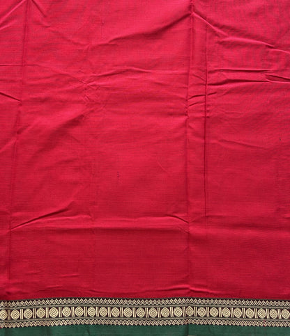 Narayanpet Cotton Saree Ruby Pink Colored Complemented with a Thread Border. - Sampradaya Designer Studio