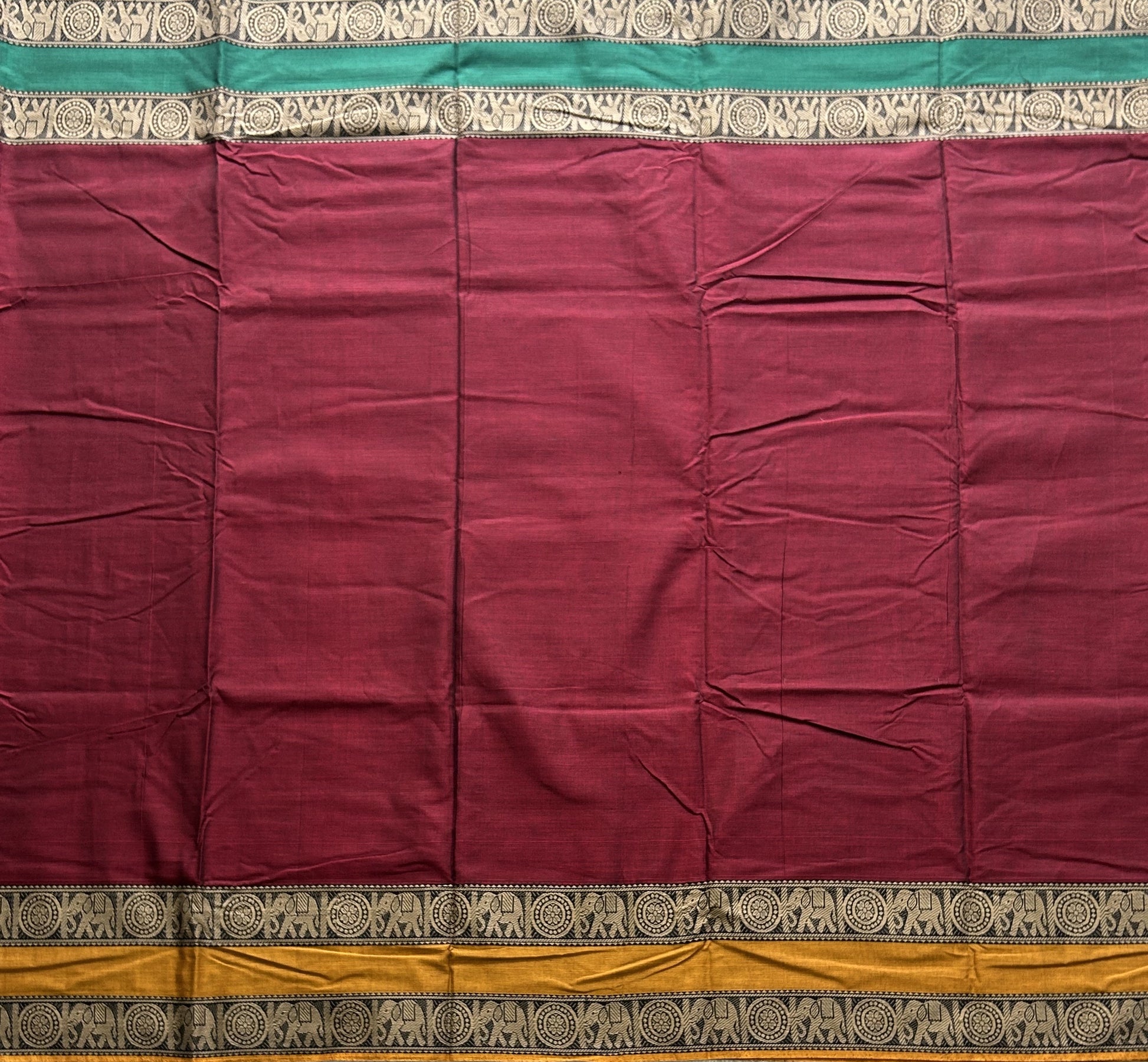 Narayanpet Cotton Saree  Light Sangria Maroon Colored  Complemented with a Thread Border. - Sampradaya Designer Studio