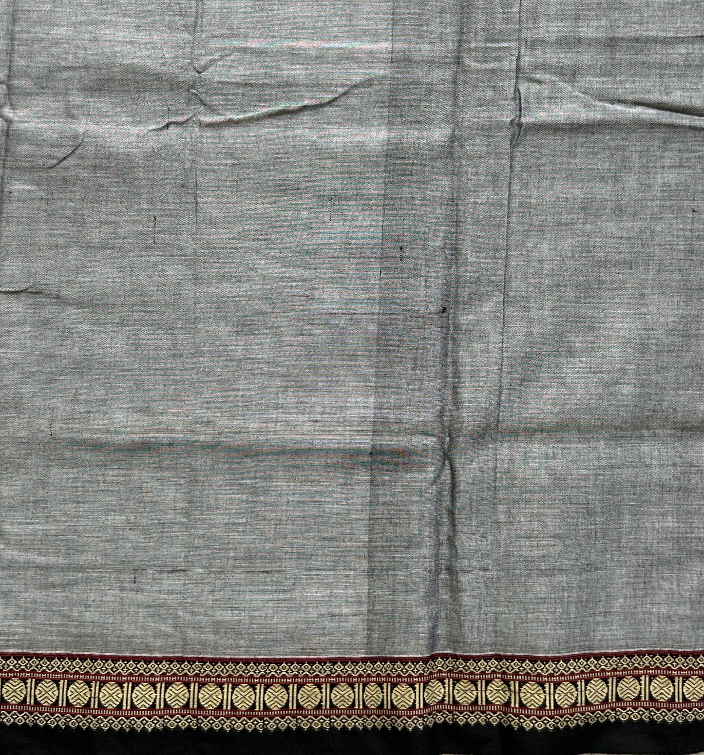 Narayanpet Cotton Saree Pearl Gray Colored Complemented with a Thread Border. - Sampradaya Designer Studio