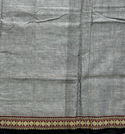 Narayanpet Cotton Saree Pearl Gray Colored Complemented with a Thread Border. - Sampradaya Designer Studio