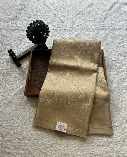 Silk kota Saree Wheat colored Elegantly Paired with a Zari Border. - Sampradaya Designer Studio