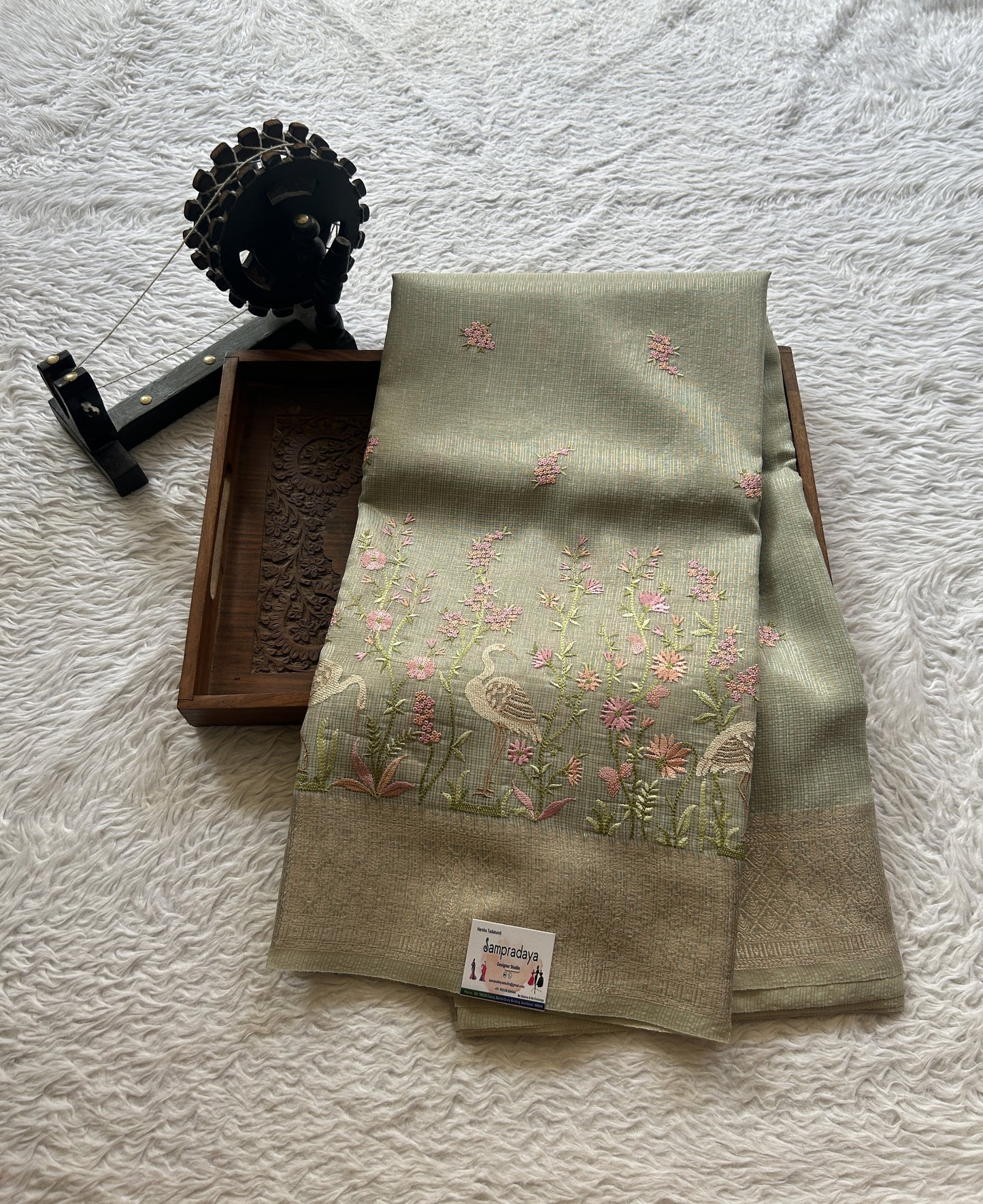 Silk kota Saree Baby Blue colored Elegantly Paired with a Zari Border. - Sampradaya Designer Studio