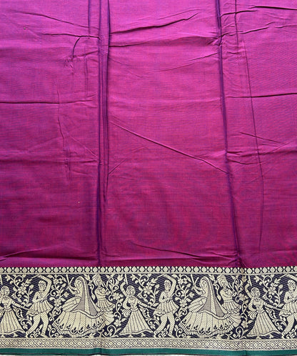Narayanpet Cotton Saree Mulberry Colored  Complemented with a Thread Border. - Sampradaya Designer Studio