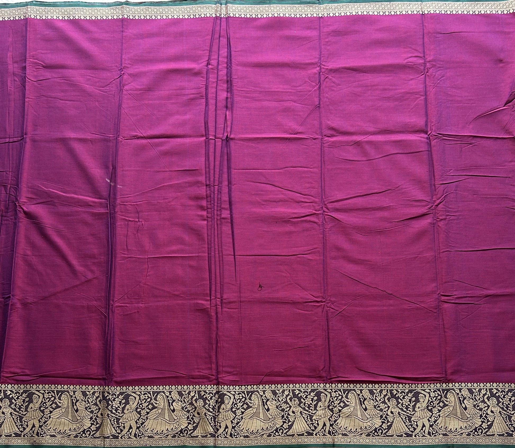 Narayanpet Cotton Saree Mulberry Colored  Complemented with a Thread Border. - Sampradaya Designer Studio