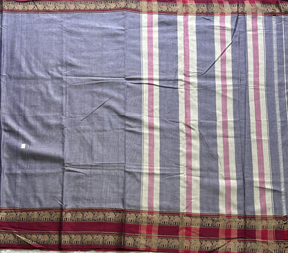 Narayanpet Cotton Saree Light Lavender Colored Complemented with a Thread Border.