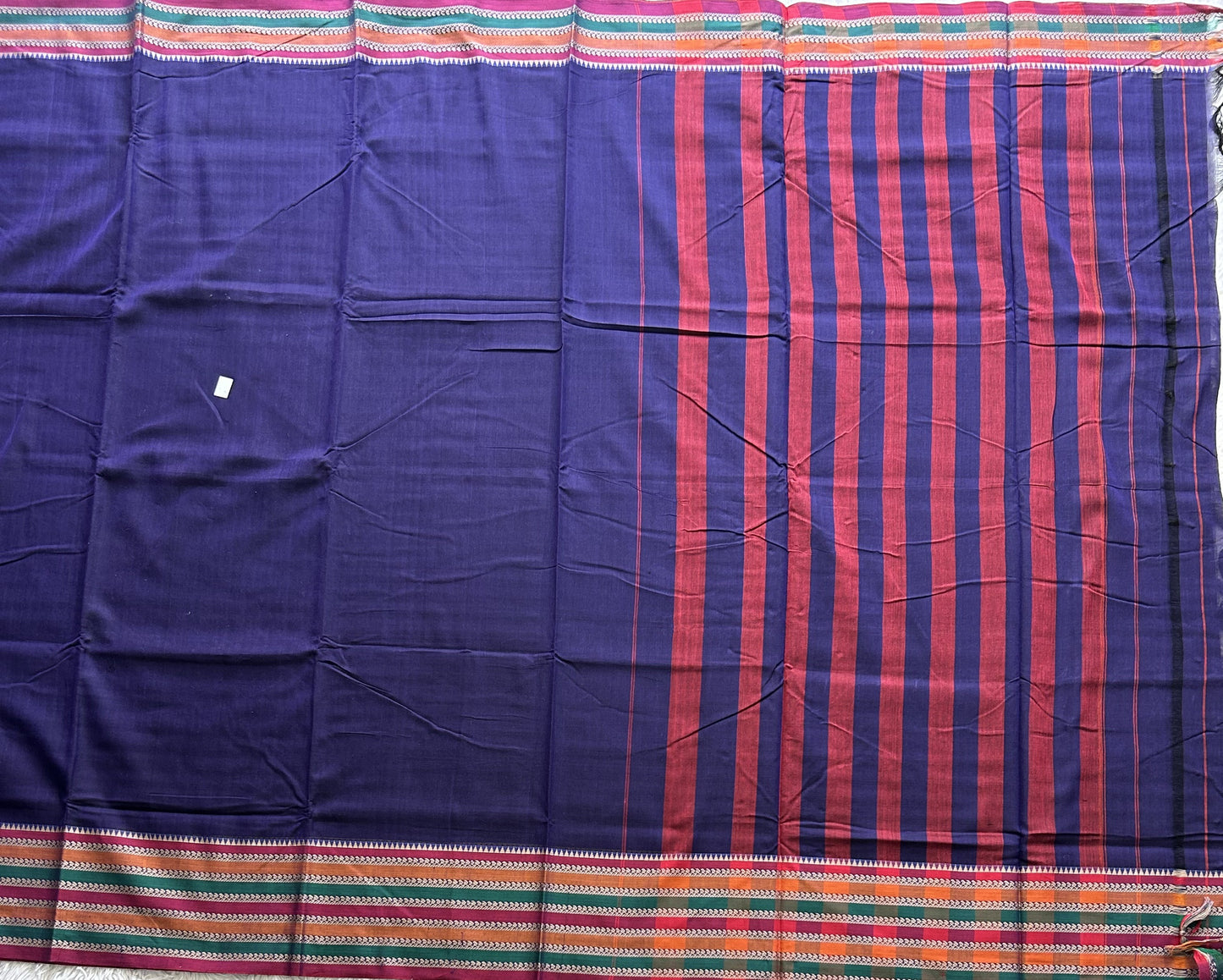 Narayanpet Cotton Saree Denim Colored  Complemented with a Thread Border.