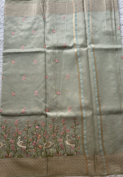 Silk kota Saree Baby Blue colored Elegantly Paired with a Zari Border. - Sampradaya Designer Studio