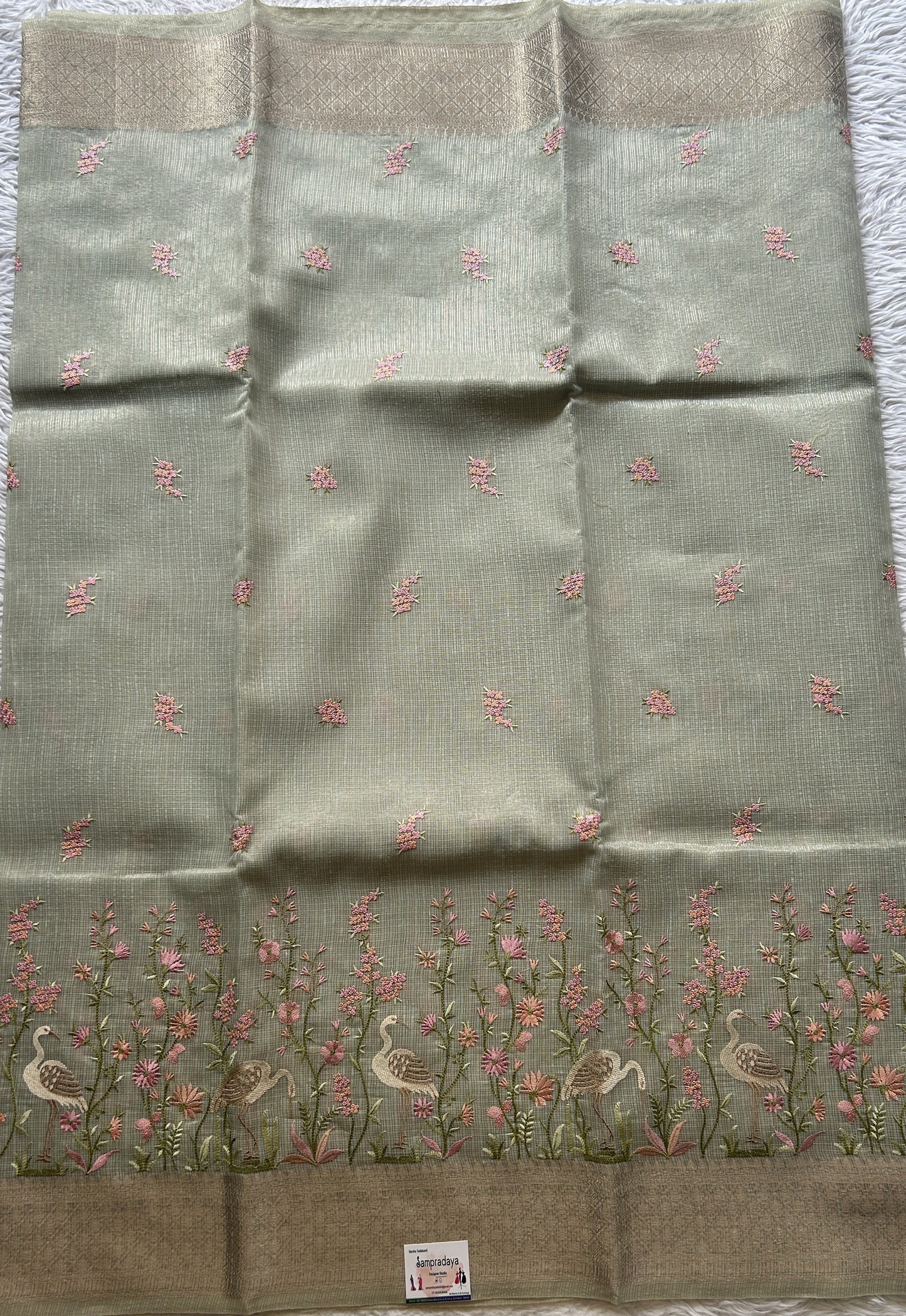 Silk kota Saree Baby Blue colored Elegantly Paired with a Zari Border. - Sampradaya Designer Studio