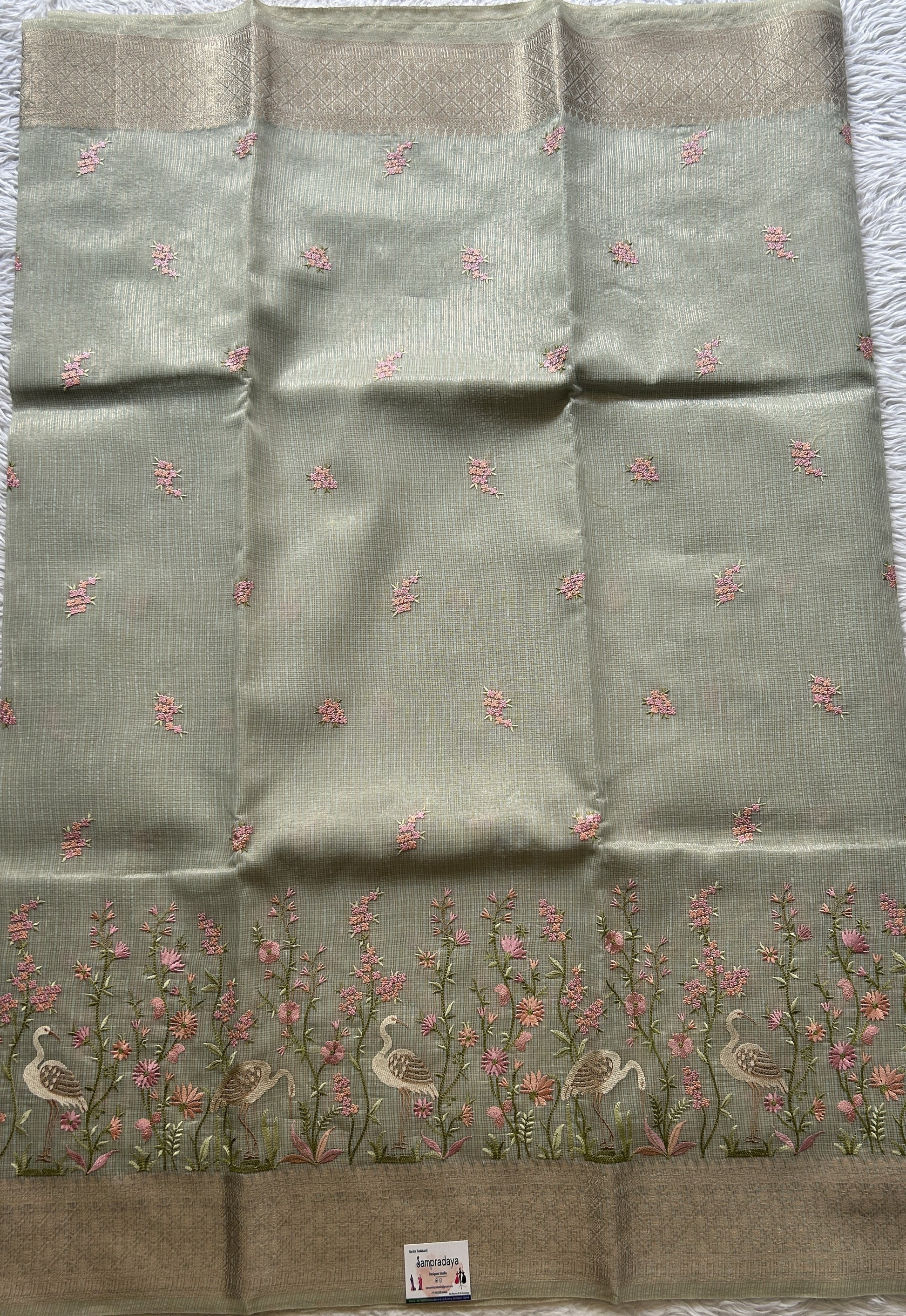 Silk kota Saree Baby Blue colored Elegantly Paired with a Zari Border. - Sampradaya Designer Studio