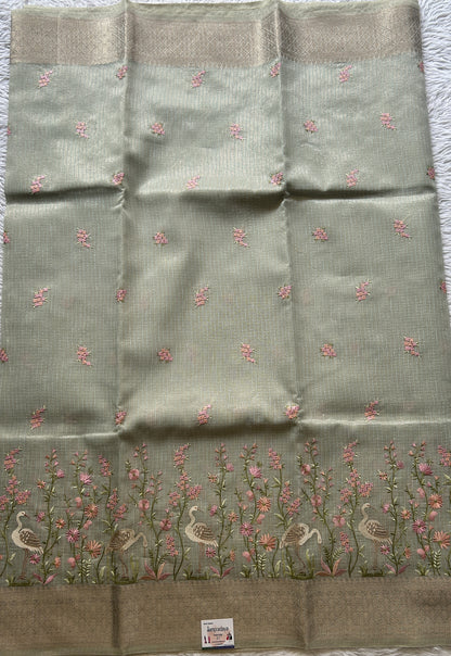 Silk kota Saree Baby Blue colored Elegantly Paired with a Zari Border. - Sampradaya Designer Studio