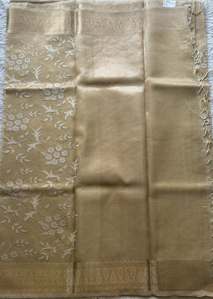 Silk kota Saree Wheat colored Elegantly Paired with a Zari Border. - Sampradaya Designer Studio
