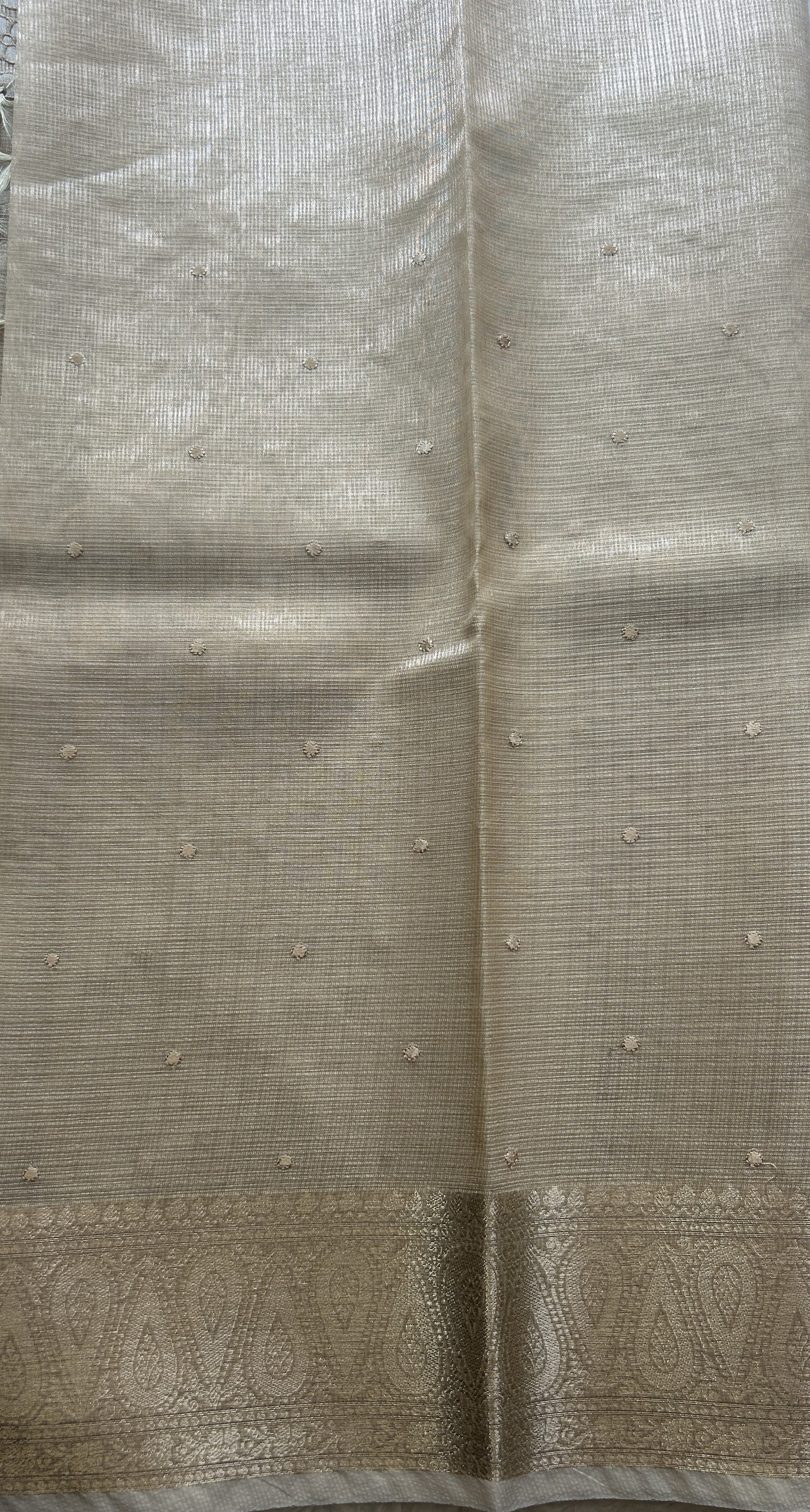 Silk kota Saree Wheat colored Elegantly Paired with a Zari Border. - Sampradaya Designer Studio