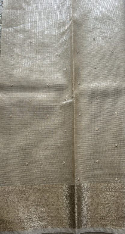 Silk kota Saree Wheat colored Elegantly Paired with a Zari Border. - Sampradaya Designer Studio