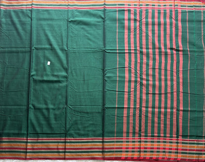 Narayanpet Cotton Saree Basil Green Colored Complemented with a Thread Border. - Sampradaya Designer Studio