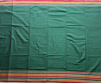 Narayanpet Cotton Saree Basil Green Colored Complemented with a Thread Border. - Sampradaya Designer Studio