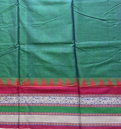Narayanpet Cotton Saree Light Basil Green Colored Complemented with a Thread Border.