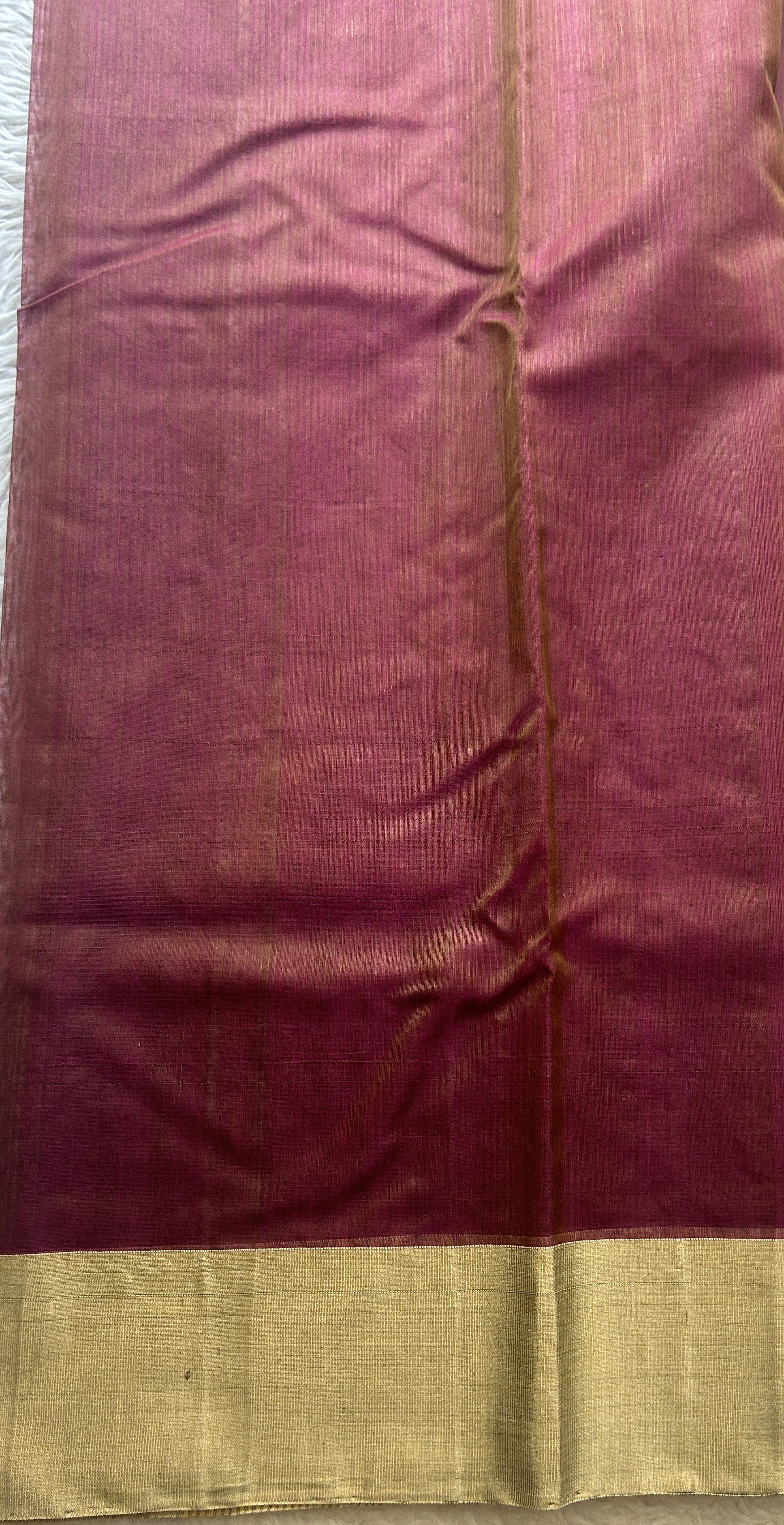 Chanderi Sico Saree Jam Colored Complemented with a Zari Border. - Sampradaya Designer Studio