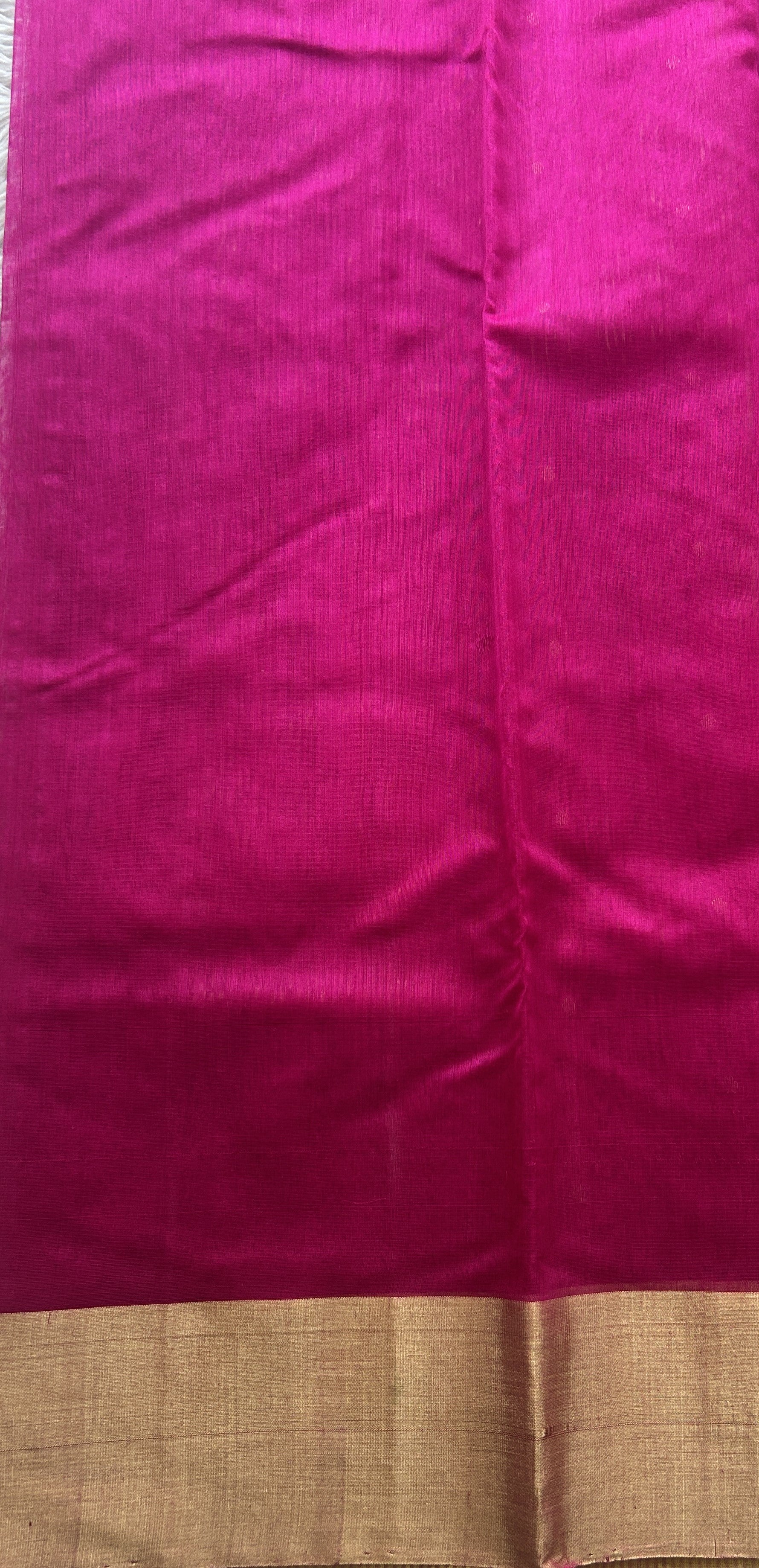 Chanderi Sico Saree Hot Pink Colored Complemented with a Zari Border. - Sampradaya Designer Studio