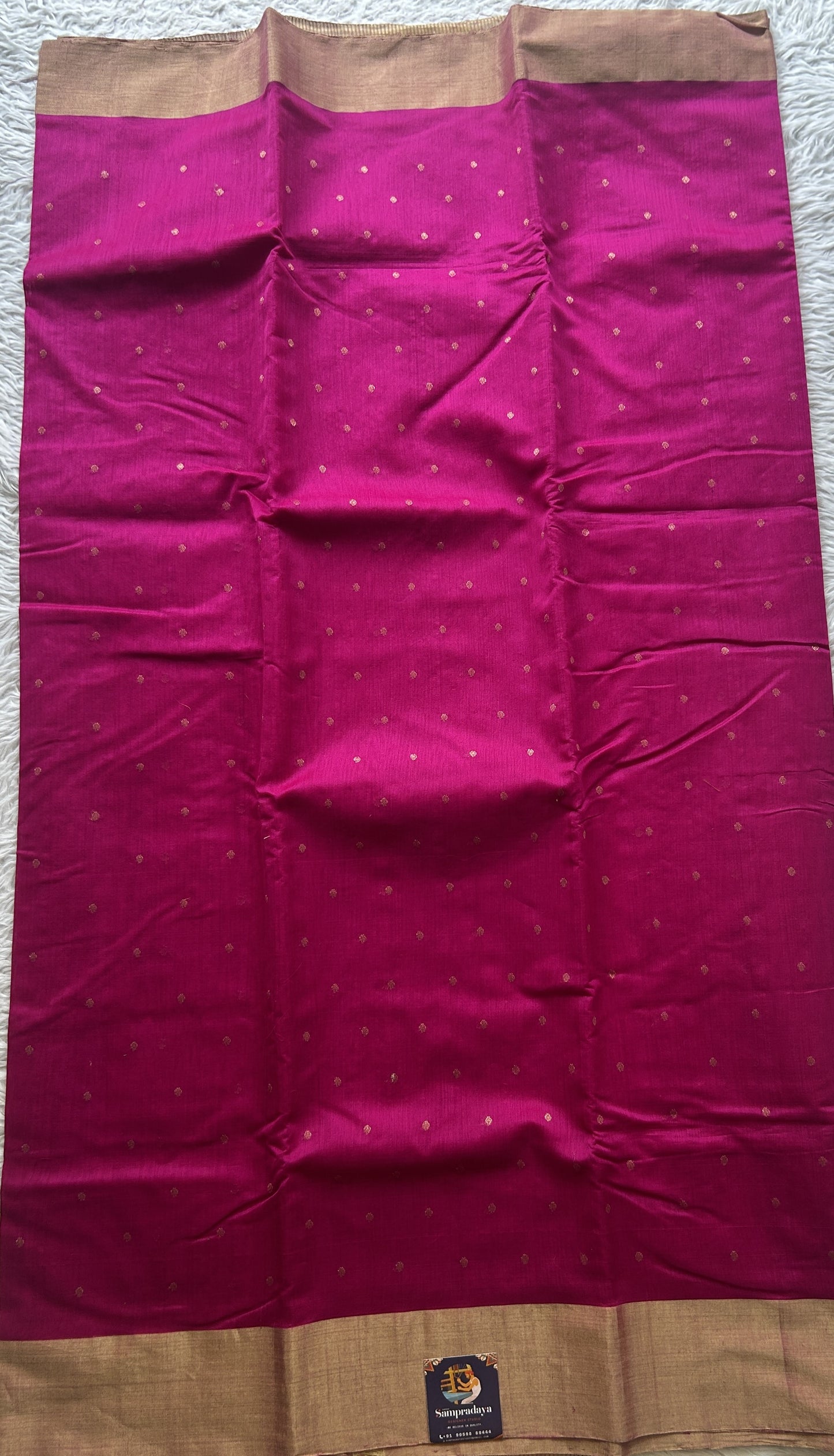 Chanderi Sico Saree Hot Pink Colored Complemented with a Zari Border. - Sampradaya Designer Studio