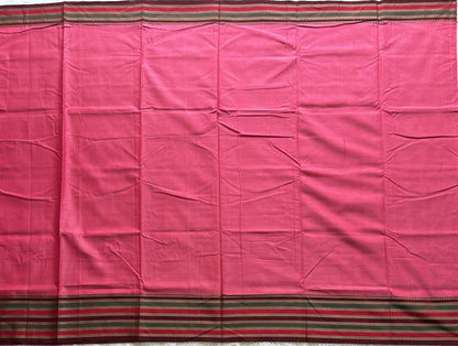 Narayanpet Cotton Saree Punch Pink Colored  Complemented with a Thread Border.