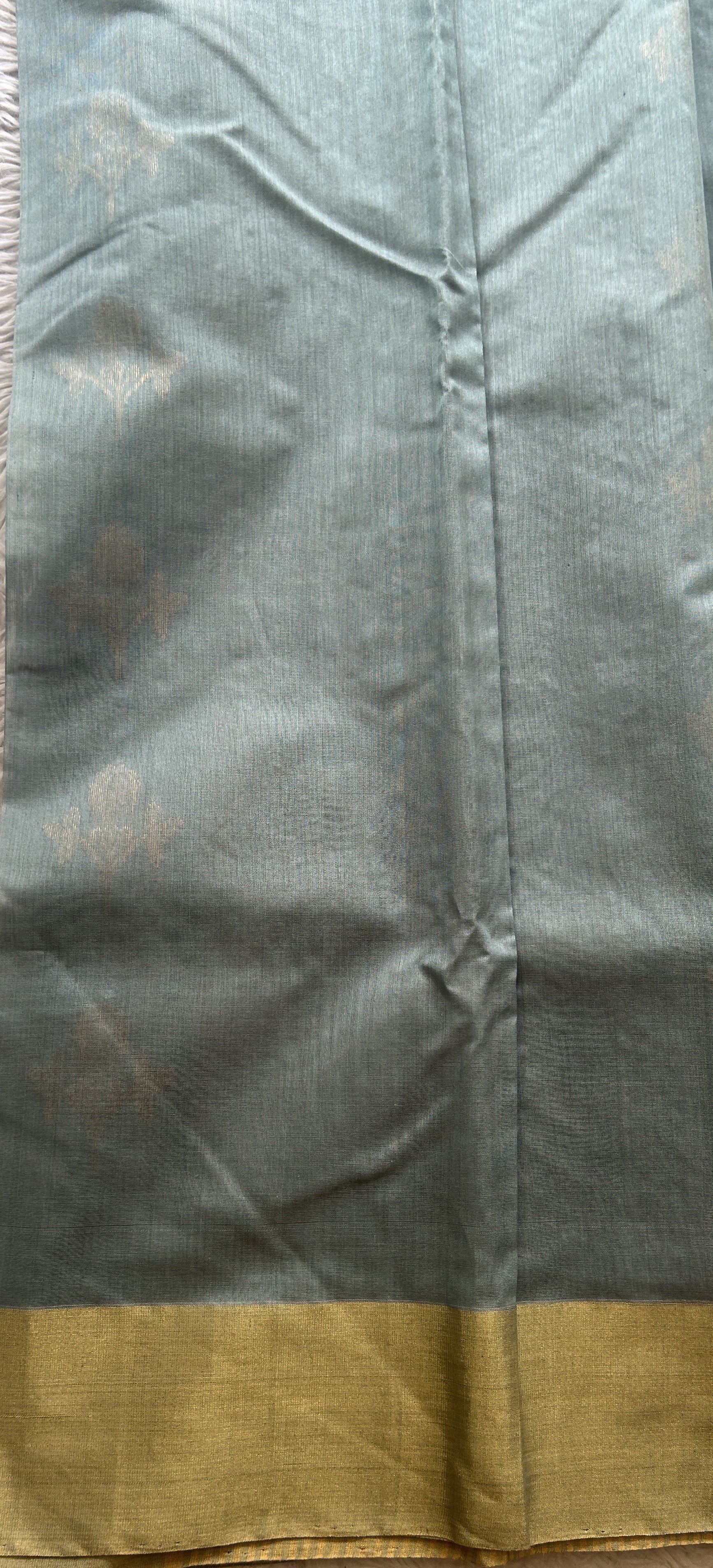 Chanderi Sico Saree Sea Blue Colored Complemented with a Zari Border. - Sampradaya Designer Studio