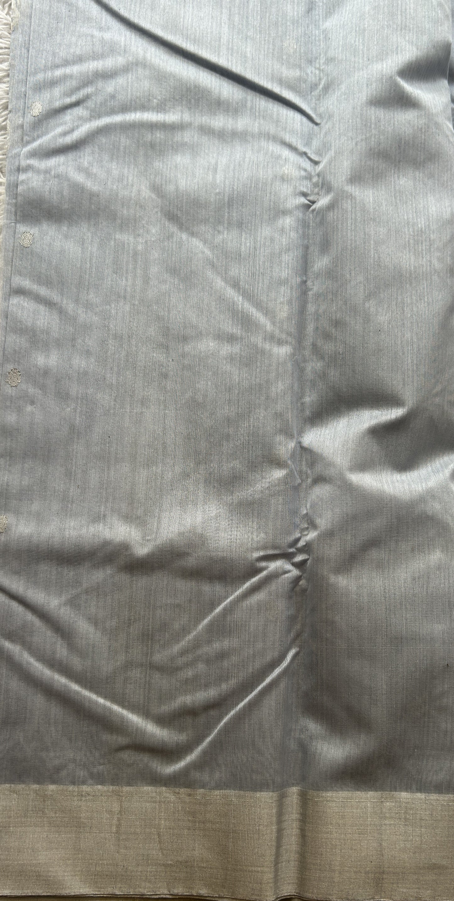 Chanderi Sico Saree Ice Blue Colored Complemented with a Zari Border. - Sampradaya Designer Studio