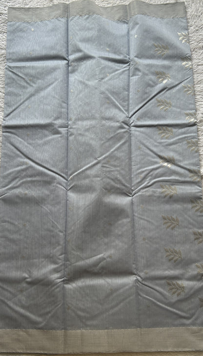Chanderi Sico Saree Ice Blue Colored Complemented with a Zari Border. - Sampradaya Designer Studio