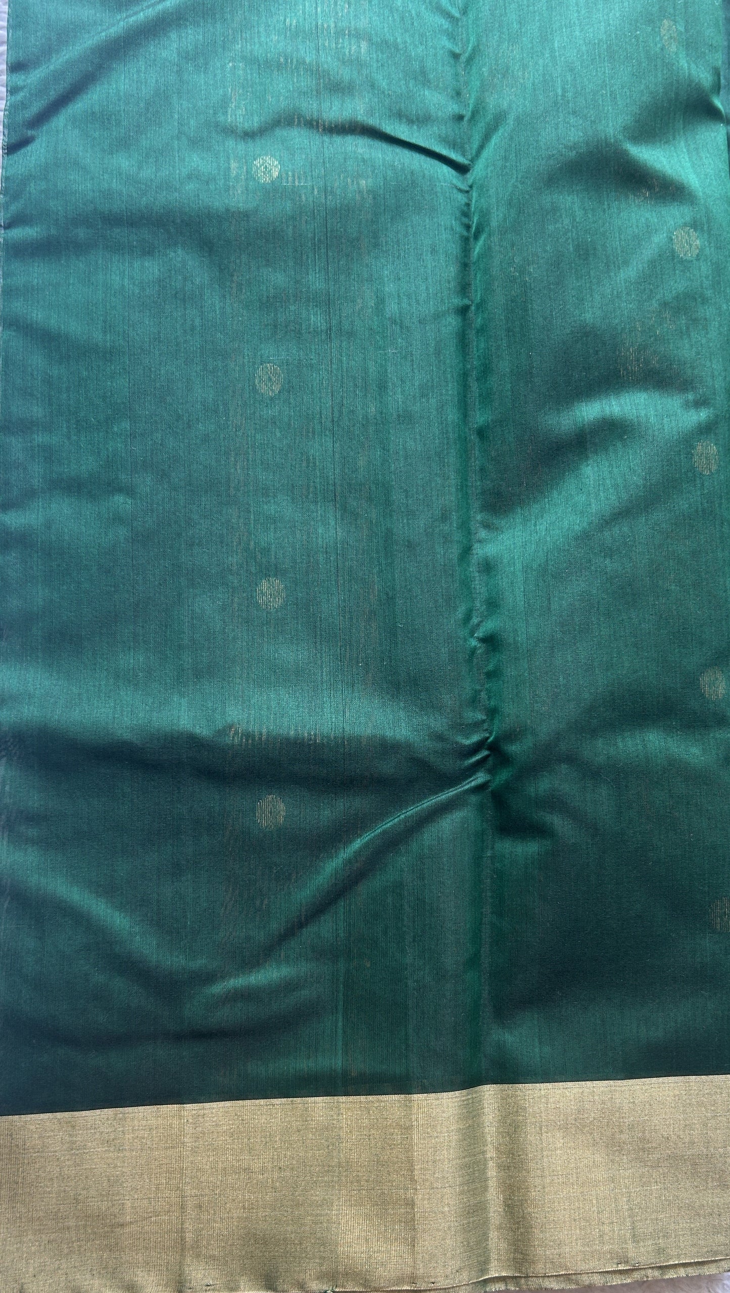 Chanderi Sico Saree Dark Green Colored Complemented with a Zari Border. - Sampradaya Designer Studio