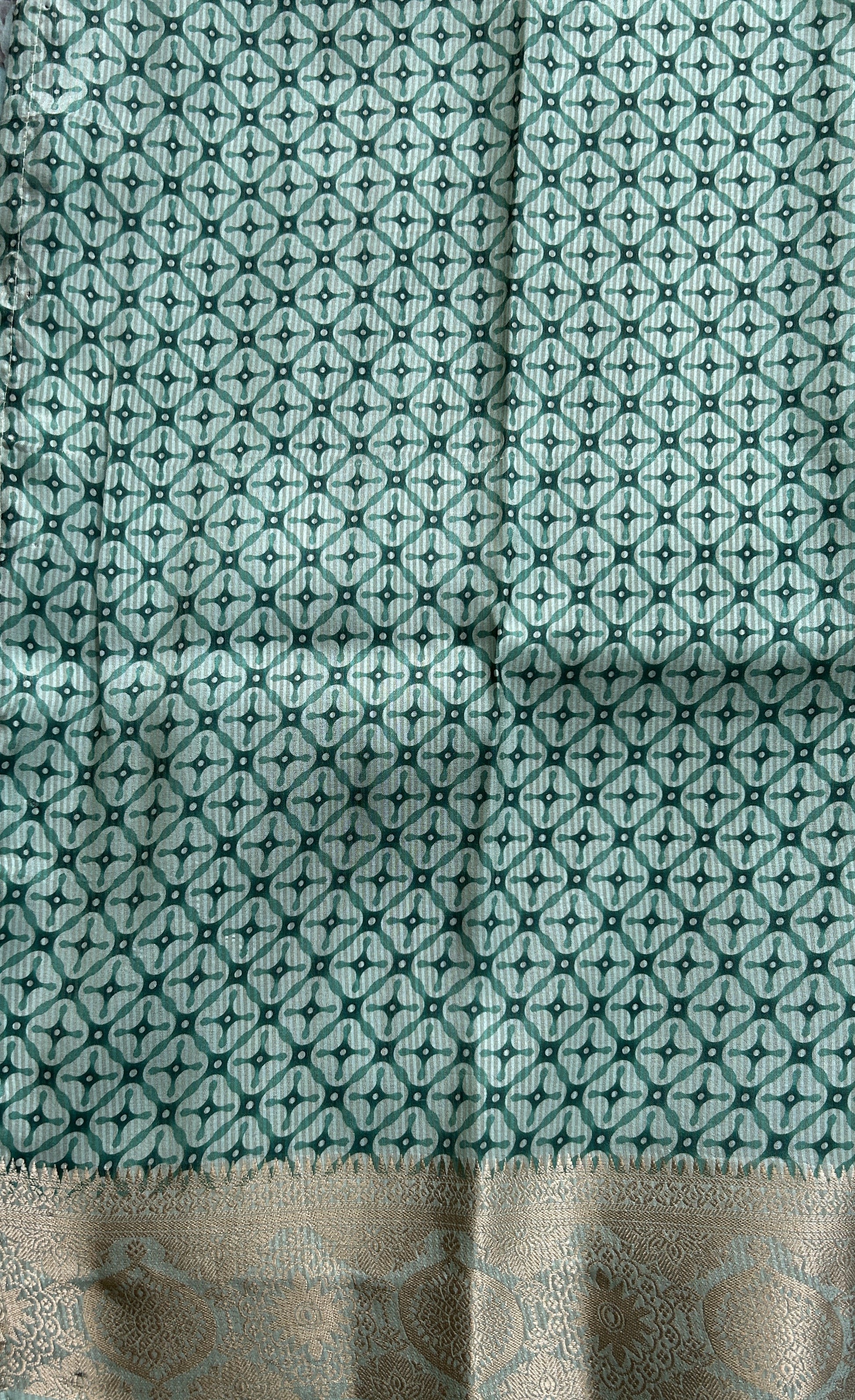 Banarasi Soft Silk Saree Aqua Green Colored Complemented with a Zari Border. - Sampradaya Designer Studio