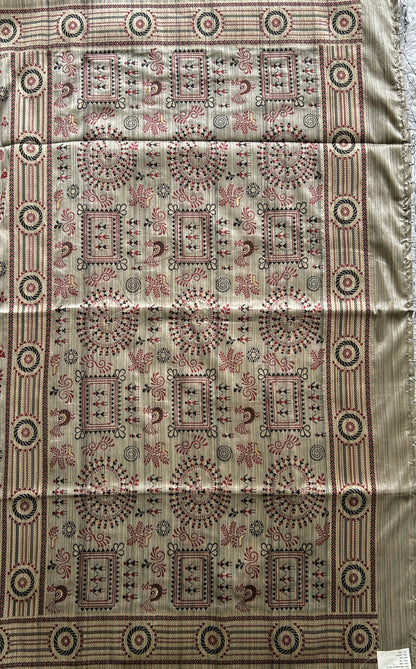 Semi Tussar Saree Light Gray Colored complemented with a Zari Border. - Sampradaya Designer Studio