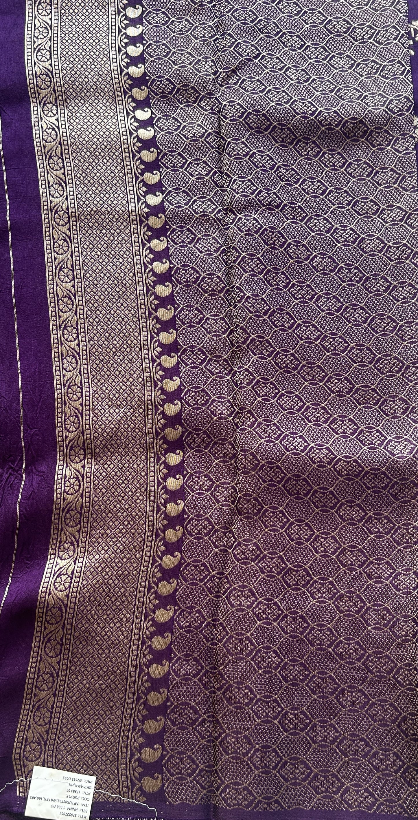 Banarasi Tussar Georgette Saree Deep Violet Colored Paired With a Zari Border. - Sampradaya Designer Studio