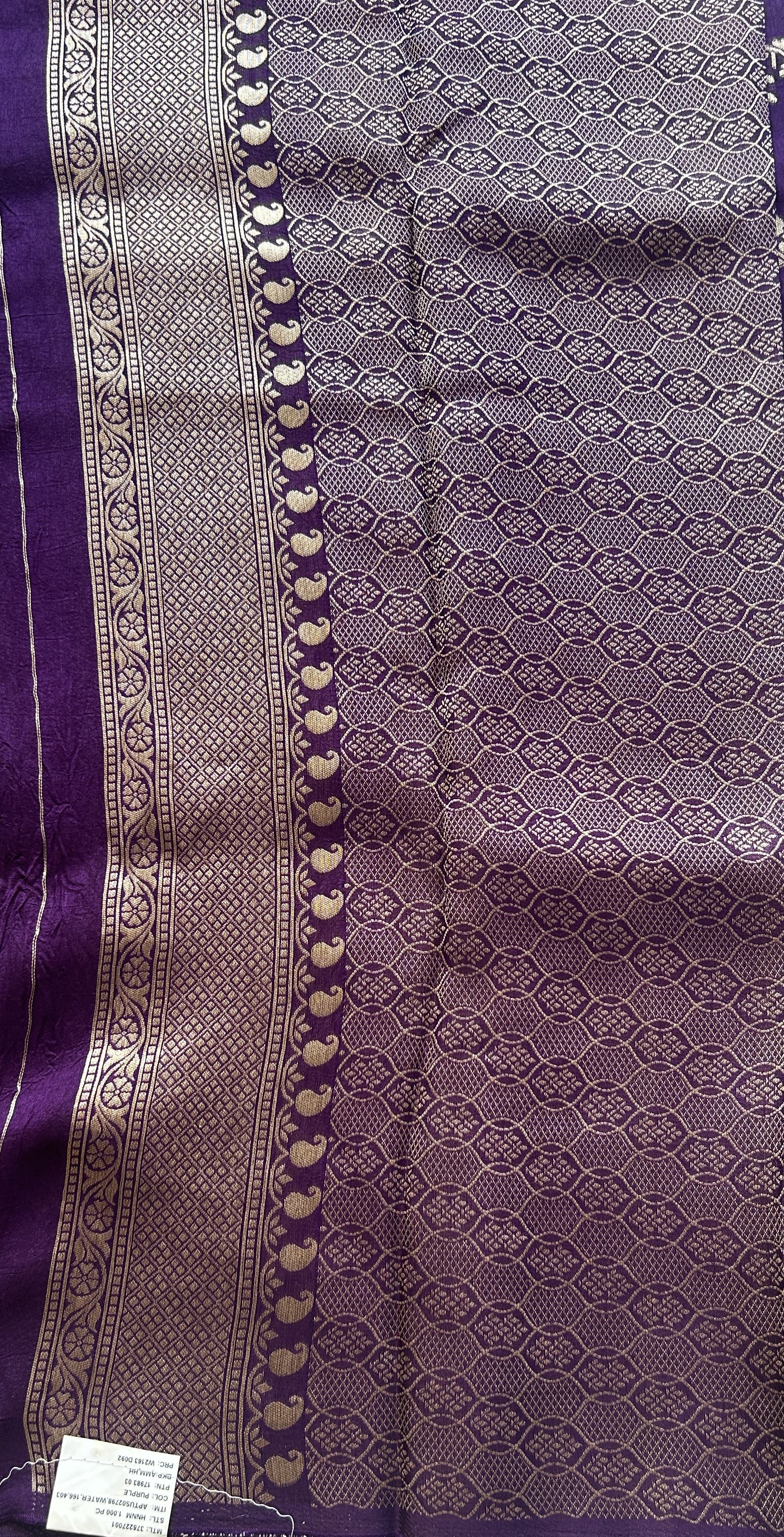 Banarasi Tussar Georgette Saree Deep Violet Colored Paired With a Zari Border. - Sampradaya Designer Studio