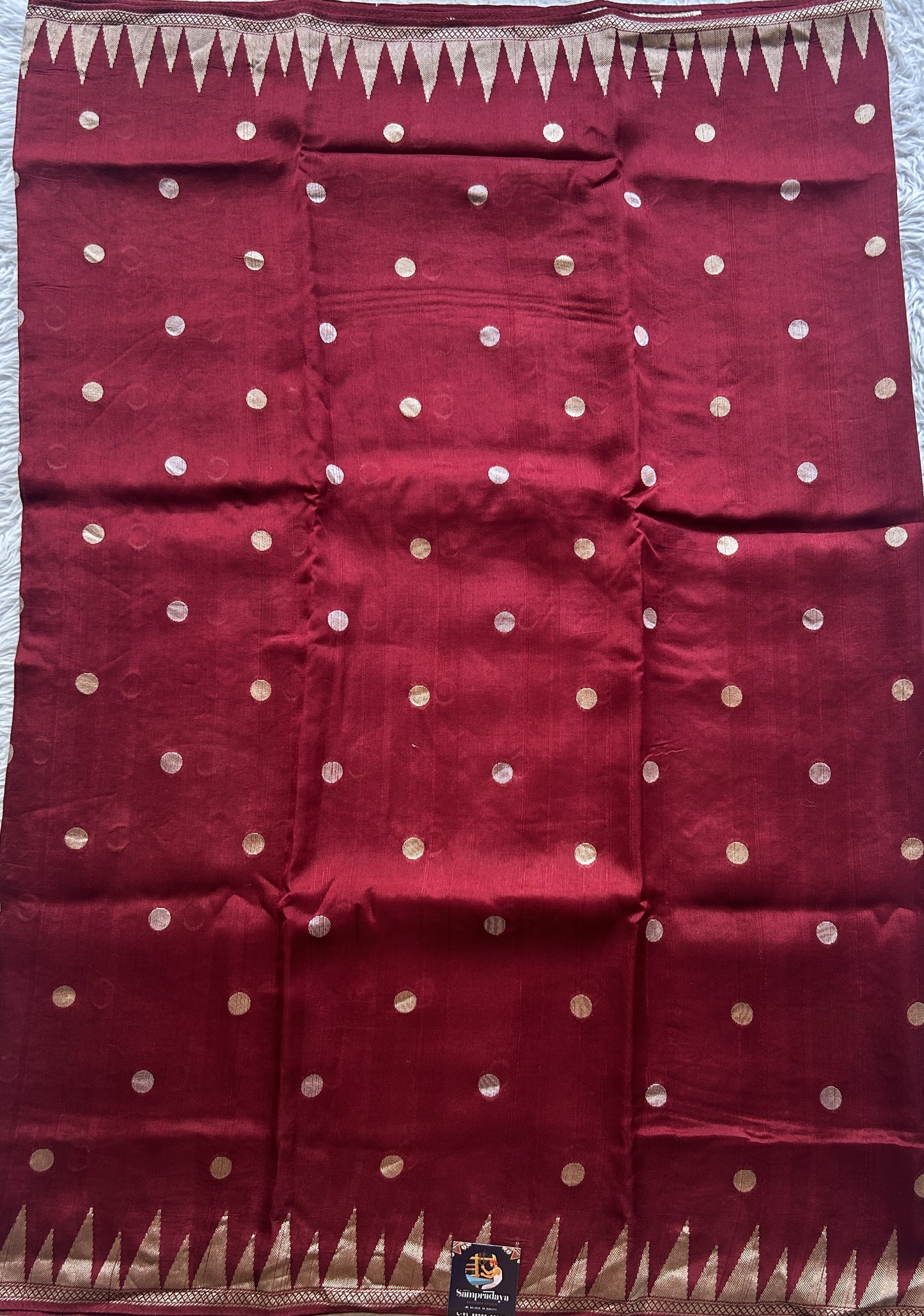 Banarasi Tussar Georgette Saree Maroon Colored Exquisite Zari Border. - Sampradaya Designer Studio