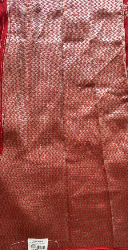 Banarasi Tussar Georgette Saree Red Colored Exquisite Zari Border. - Sampradaya Designer Studio