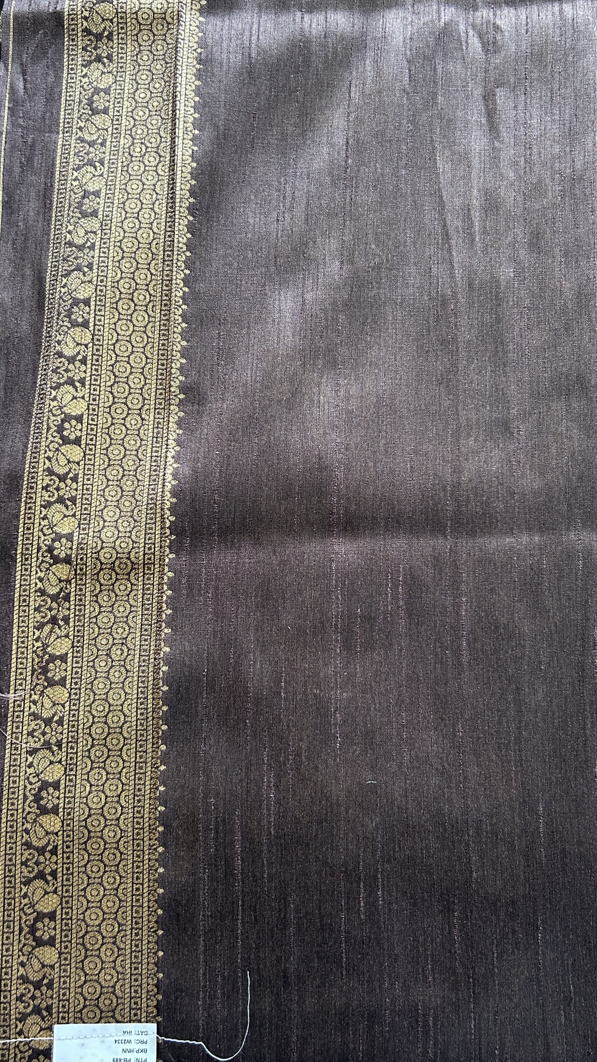 Semi Tussar Saree Snuff Colored complemented with a Zari Border. - Sampradaya Designer Studio