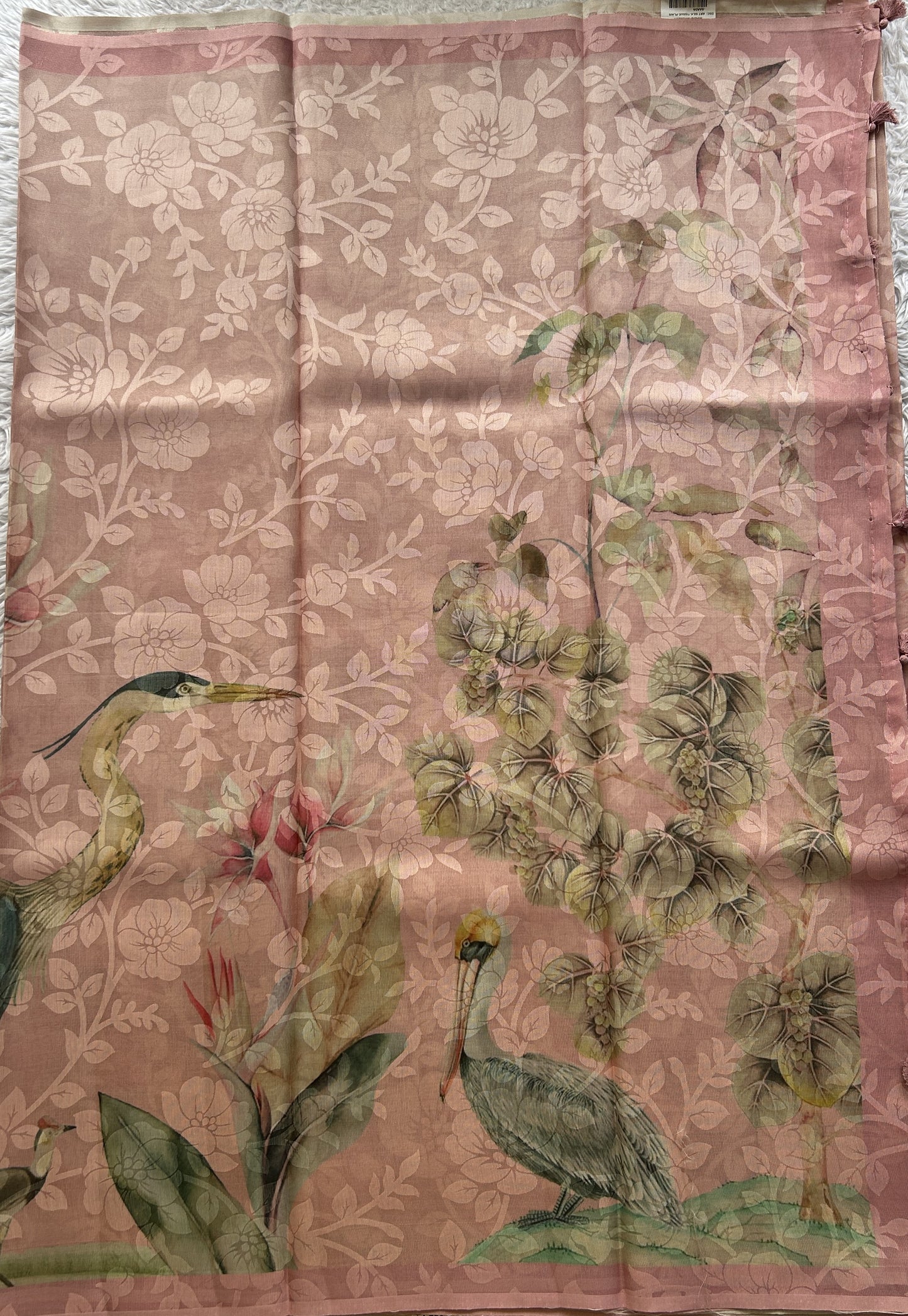 Semi Tussar Tissue Saree Light Pink Colored complemented with a Borderless. - Sampradaya Designer Studio