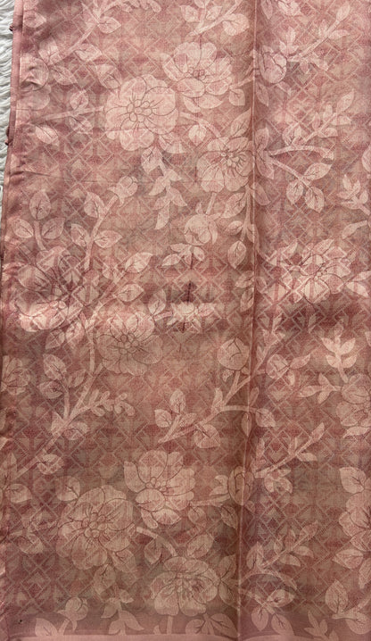 Semi Tussar Tissue Saree Light Pink Colored complemented with a Borderless. - Sampradaya Designer Studio