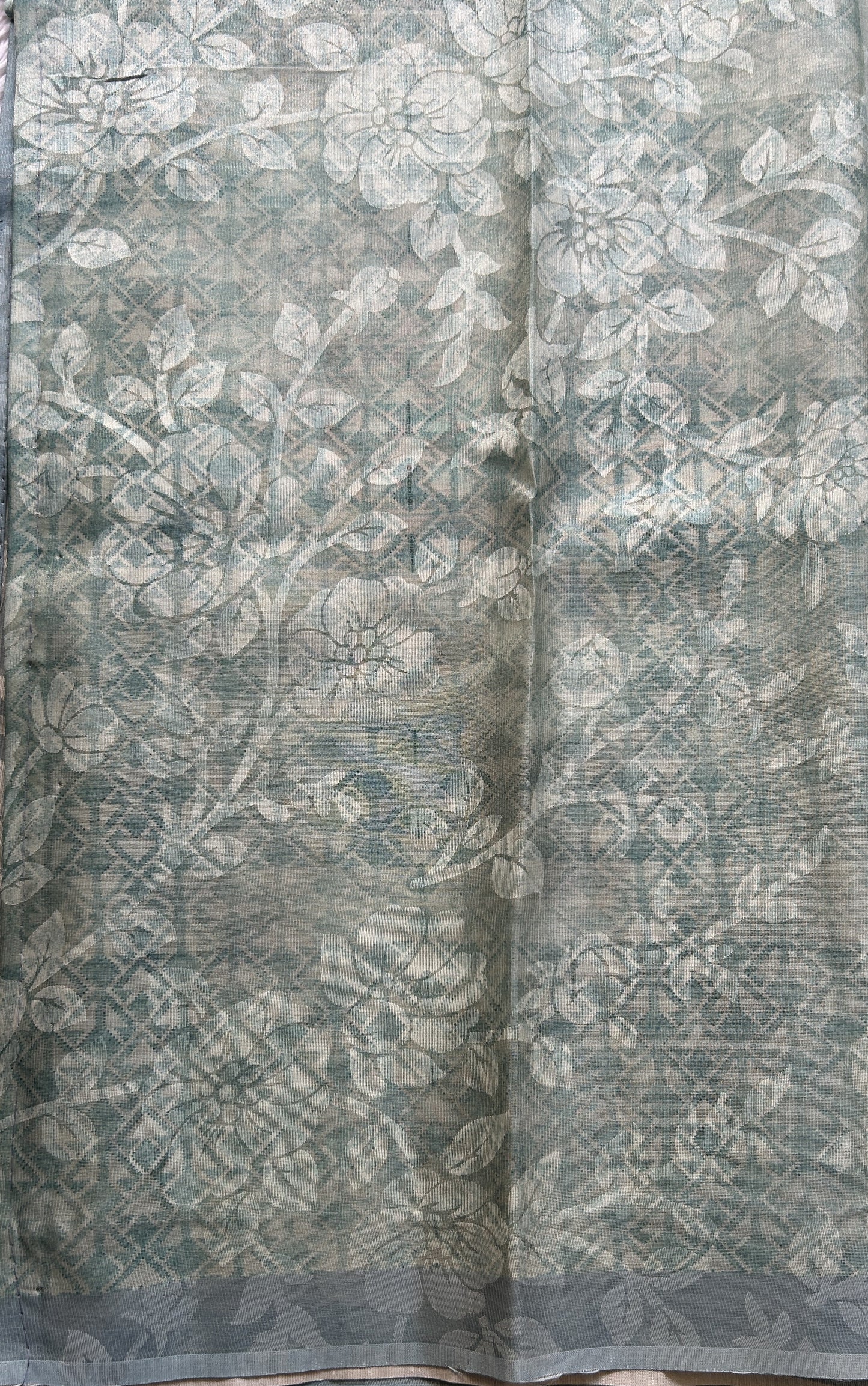 Semi Tussar Tissue Saree Sea Blue Colored complemented with a Borderless. - Sampradaya Designer Studio