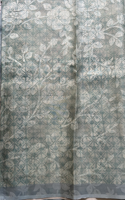 Semi Tussar Tissue Saree Sea Blue Colored complemented with a Borderless. - Sampradaya Designer Studio