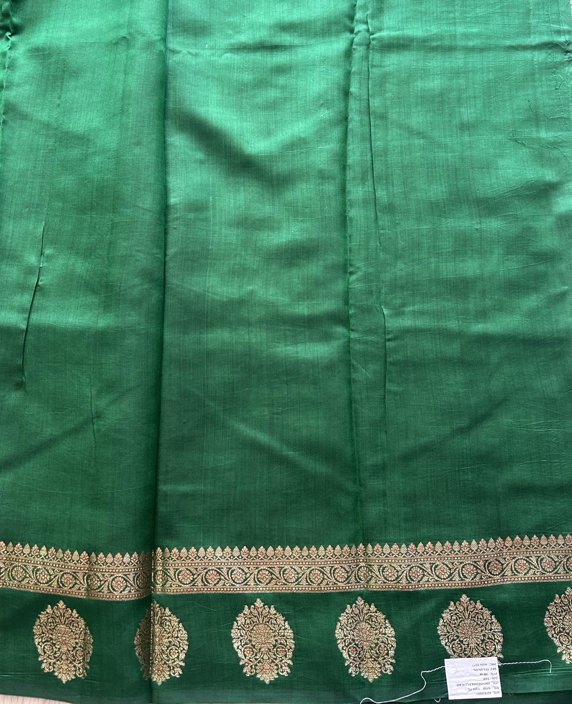 Pure Chiniya Silk Saree Wain Colored Elegantly Paired with a Gold Zari Border. - Sampradaya Designer Studio