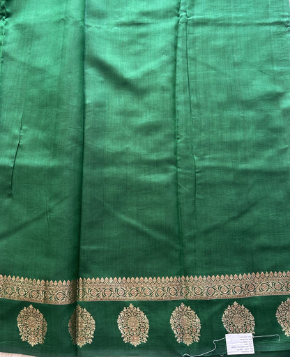 Pure Chiniya Silk Saree Wain Colored Elegantly Paired with a Gold Zari Border. - Sampradaya Designer Studio