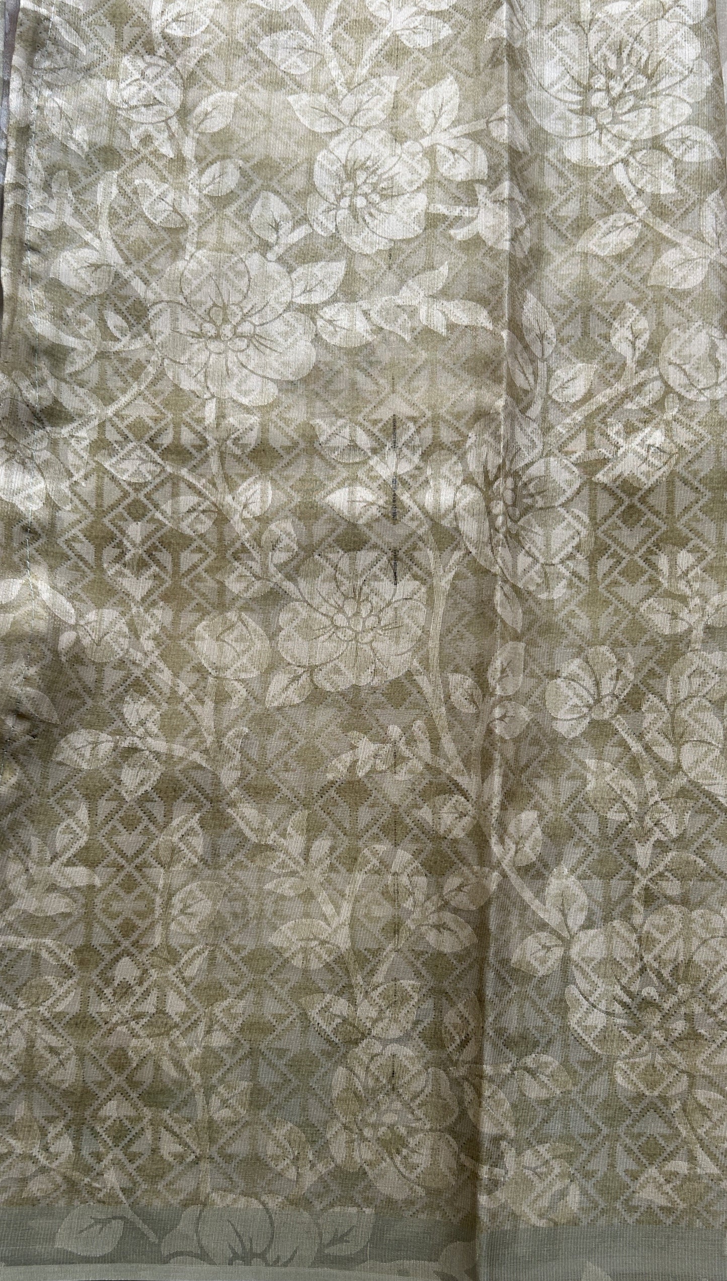 Semi Tussar Tissue Saree Inchworm Colored complemented with a Borderless. - Sampradaya Designer Studio