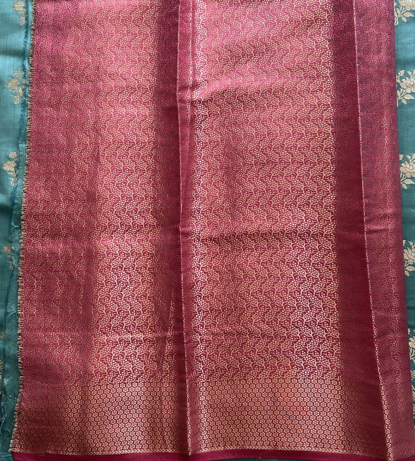 Chiniya Silk Saree Dark Sky Blue Colored Elegantly Paired with a Silver Zari Border. - Sampradaya Designer Studio