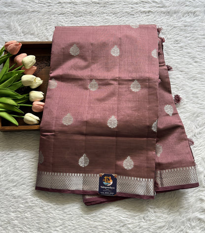 Semi Tussar Saree Magenta Colored complemented with a Zari Border. - Sampradaya Designer Studio