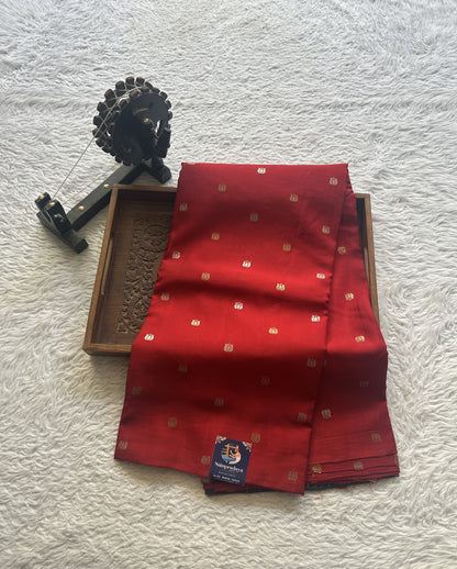 Semi Georgette Saree Red Colored Paired with a Borderless. - Sampradaya Designer Studio