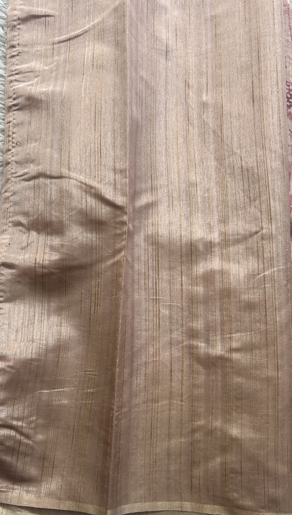 Semi Tussar Saree Colored Very Light Pink Complemented with a Borderless. - Sampradaya Designer Studio